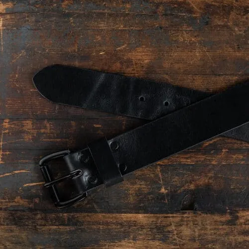 full grain black leather belt