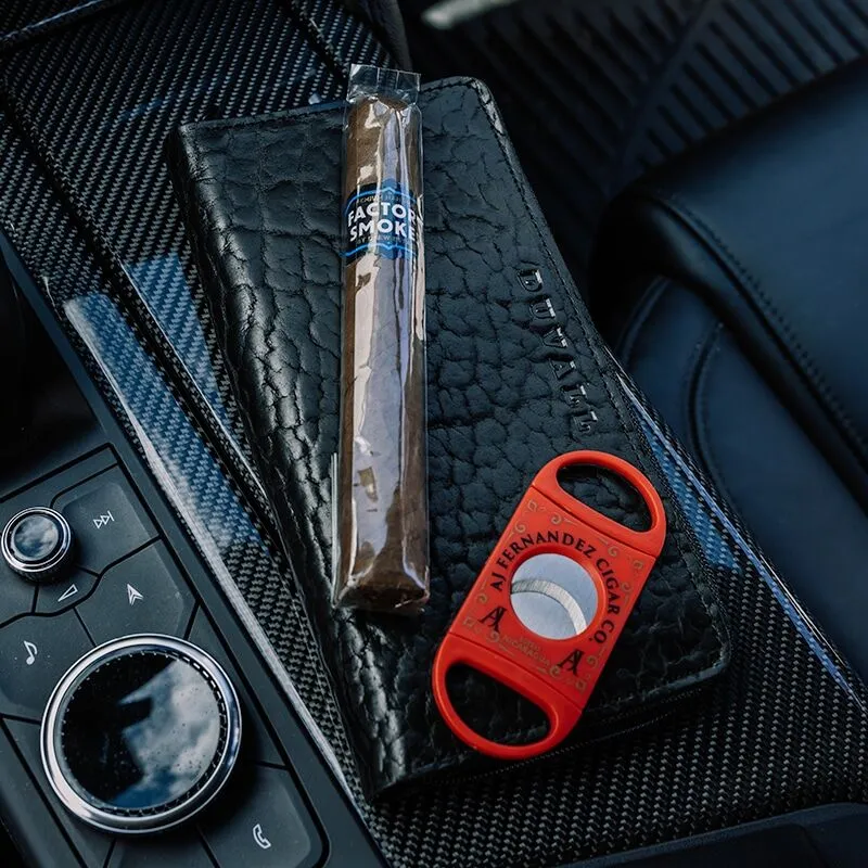 Black Bison Leather Cigar Travel Case.