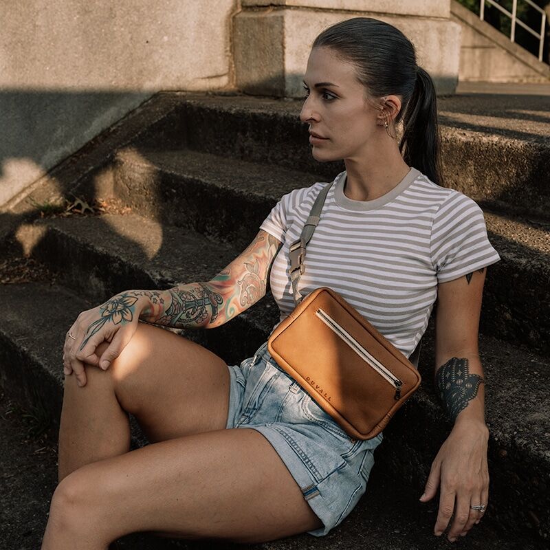Brown Leather Hip Pack, Best Gift for Women