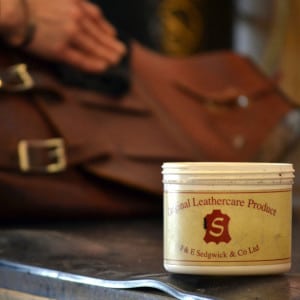 Leather care product being applied to leather