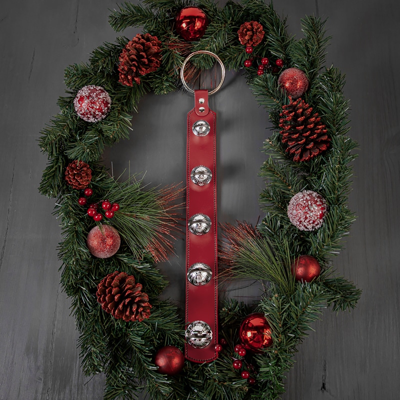 Red sleigh bell hanging decor with silver bells