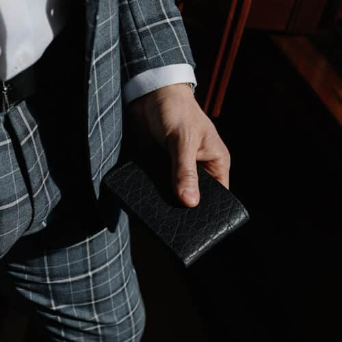 Black Bison Bifold Wallet for Men