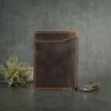 handcrafted passport wallet in vintage brown leather