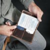 Vinatge brown leather passport wallet carry import information