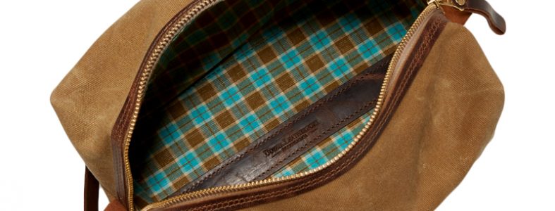 Waxed Canvas Dopp Kit Dopp Bag (Checked Homespun) Inside