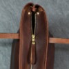 Handmade leather purse with zipper, our genuine leather shoulder bag in Red Brown Cowhide