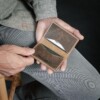 Credit cards in crafted vintage brown small wallet