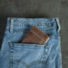 men's vintage brown leather trifold wallet made in USA