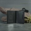 Black leather wallet with lots of pockets for cards