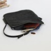 MIni Flop Over Bag in Black Leather Handcrafted by Duvall Leatherwork