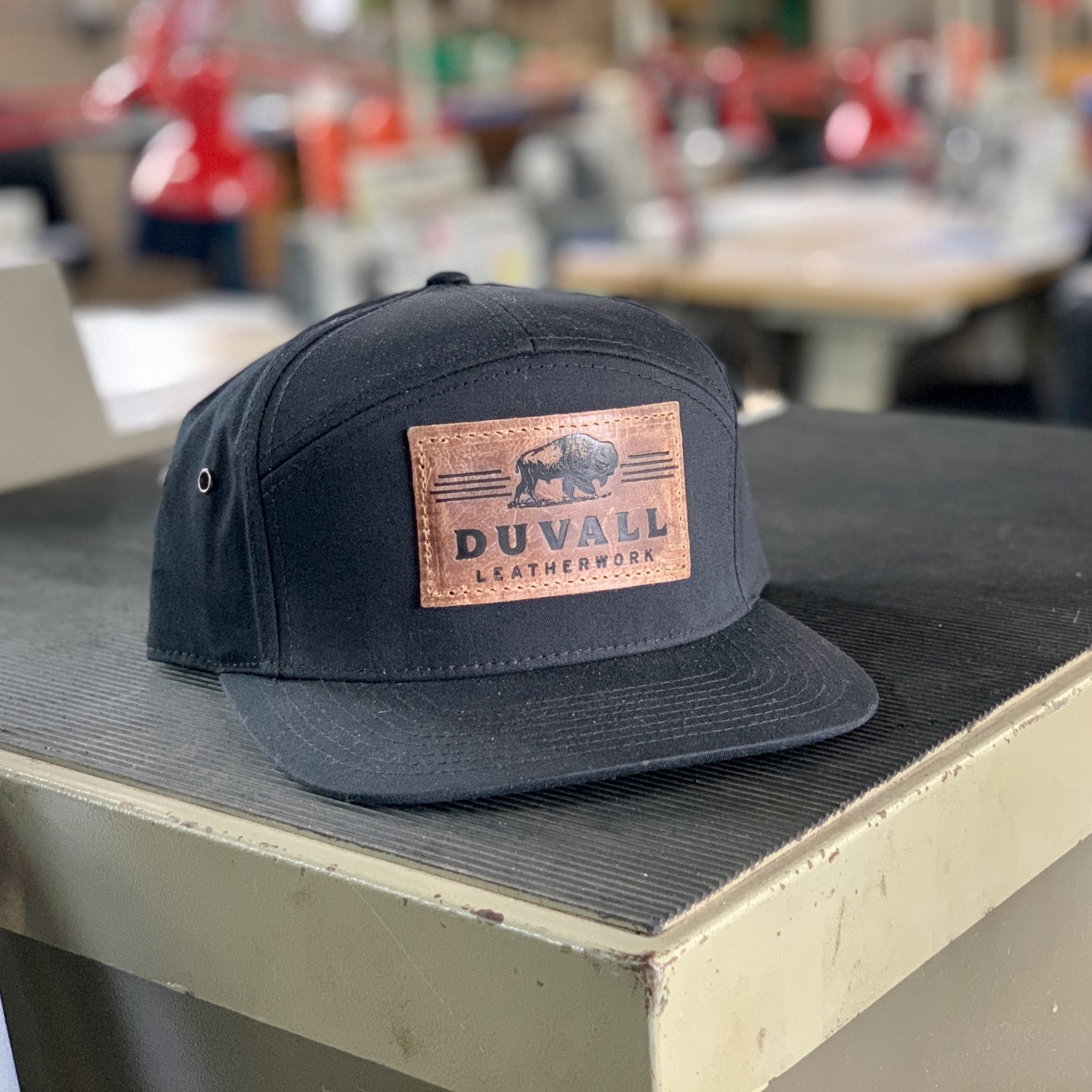 Leather Patch Hat Black/Full Back • Duvall Leather