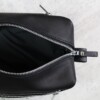 Toiletry bag for men in Black Cowhide Leather handcrafted in Pennsylvania