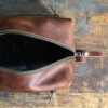 Durable Men's Leather Toiletry Bag made from genuine cowhide leather in Red Brown