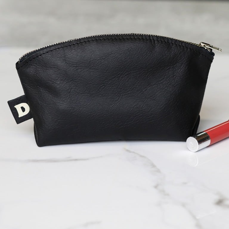 Black Leather Makeup Bag • Handcrafted in the USA