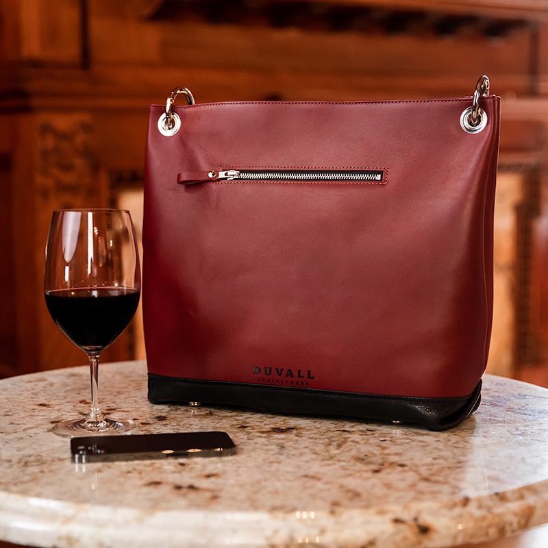 Red Leather Mini Weekend compact handbag