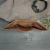 Open side pocket of trifold bison men's wallet