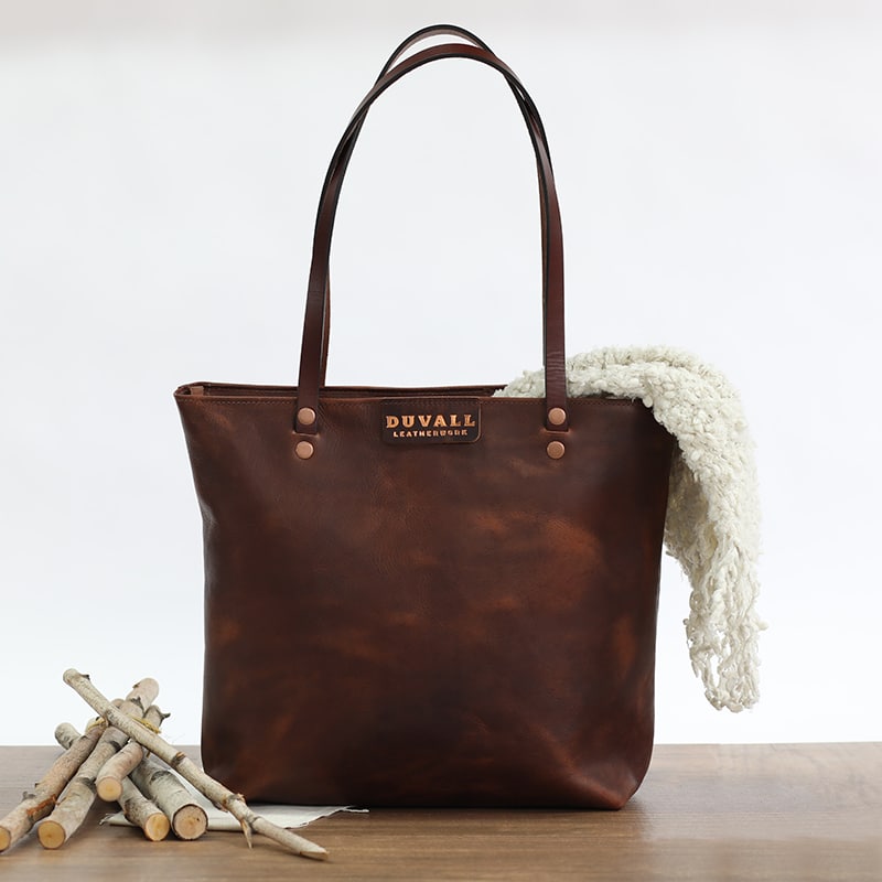 Large Cowhide Tote Purse Handbag Leather Shoulder Bag Womens Brown