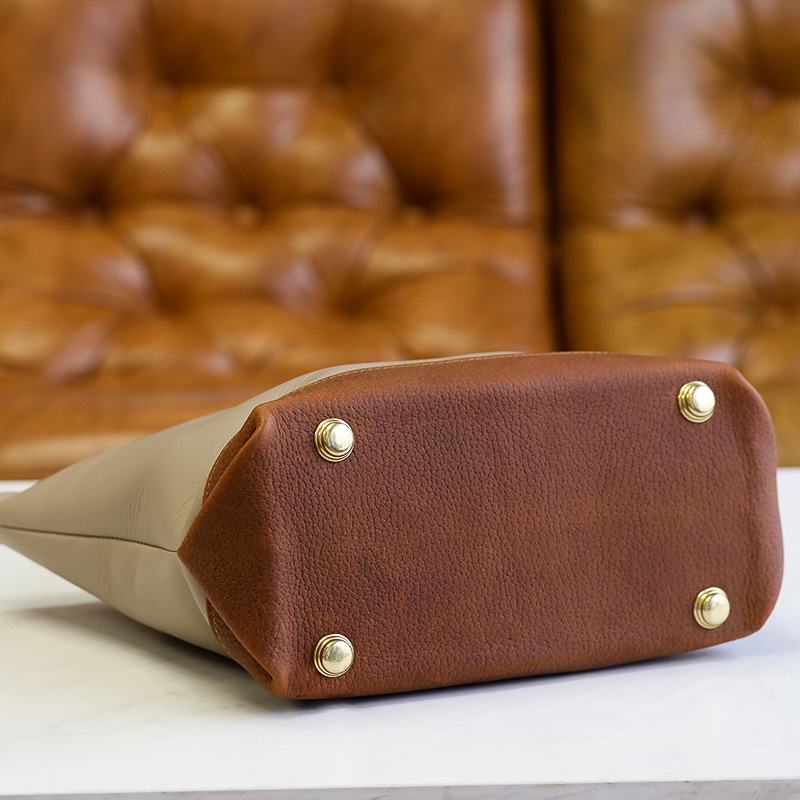 Luxury Leather Handbag – Black / Camel Chardonnay – PFenning Leather
