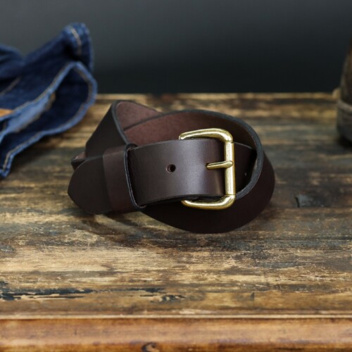 Men's Dark Brown Double Snap Belt made in the USA