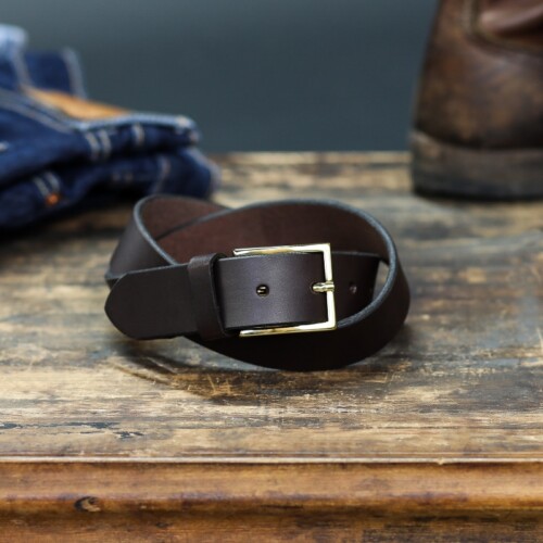 Men's Dark Brown Leather Belt Handmade in Pennsylvania