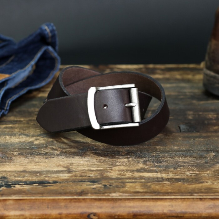 Dark Brown Leather Belt made by hand from Premium full grain leather