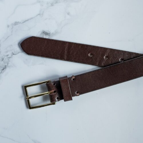 Mens dark brown dress belt made in the USA.