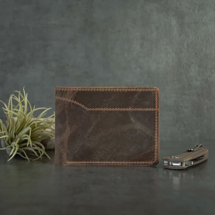 Handcrafted leather wallet that is super durable in Vintage brown cowhide