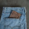 men's wallets made of vintage brown leather in jean pocket