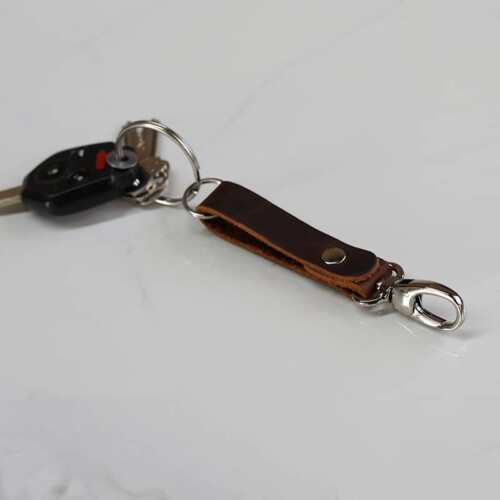 Small Bison Leather Key Fob Handmade in the USA