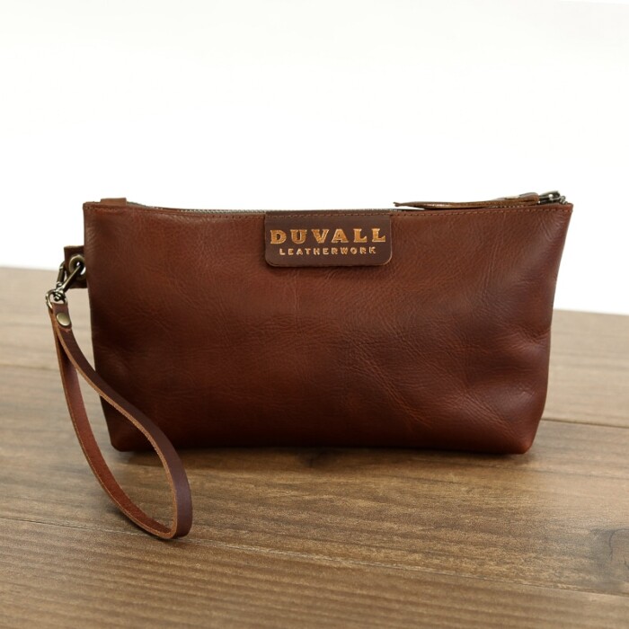 Red Brown Cowhide Leather Arm Candy Wristlet Handmade by Duvall Leatherwork in Pennsylvania