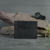 handcrafted black leather bifold wallet for men