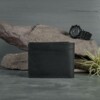 Full grain black leather wallet with ID window made in USA