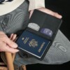 Black leather passport wallet that hold important information