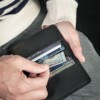 Full grain black goatskin leather wallet that hold credit cards and money