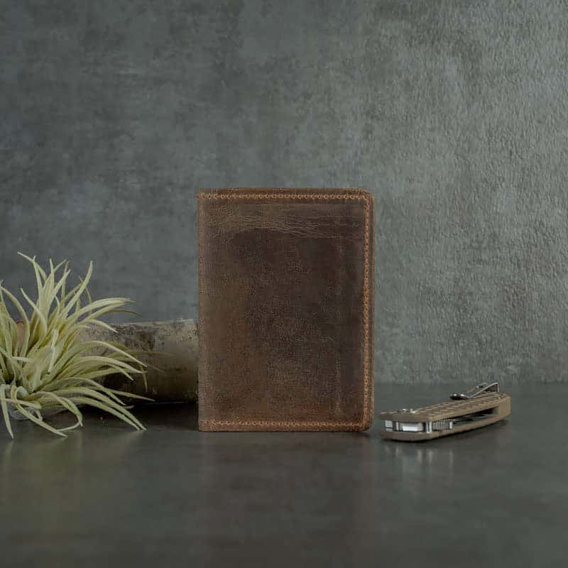WALLET Small leather credit card wallet - Brown