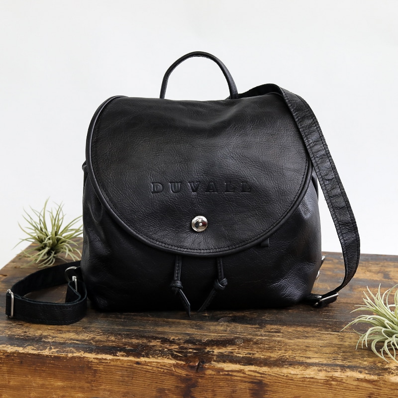Black leather backpack purse for women made from real full grain leather handcrafted in Pennsylvania