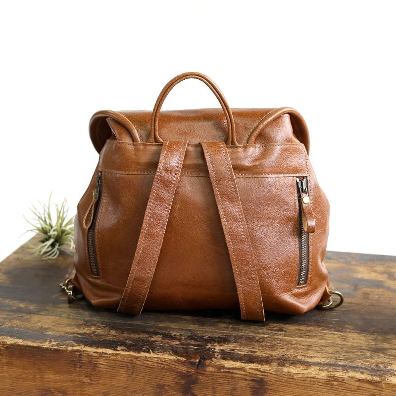The Emerson Womens Fine Leather Backpack Purse in Brown - Holtz