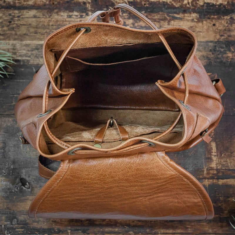 Leather Backpack Purse Brown • Handcrafted • Duvall Leatherwork