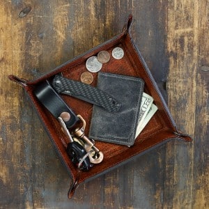 Bison Leather Valet Tray Handmade in the USA gift for dad father's day gift