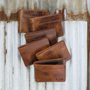 Mens bifold wallets made from USA Bison leather