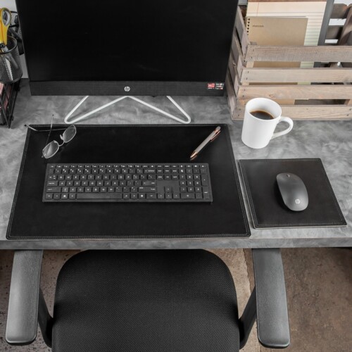 Leather desk pad and mousepad for the office