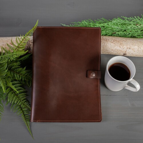 Real brown leather padfolio made in Pennsylavia