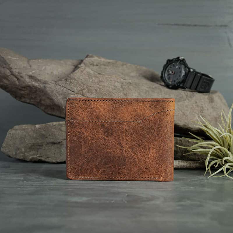 The Bifold Wallet With ID Window , Bison Leather