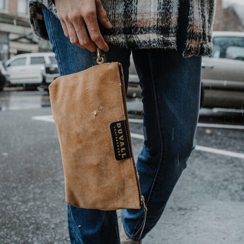 Suede leather wristlet