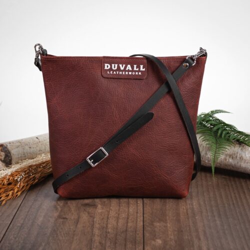 Red leather crossbody bag with removable body strap