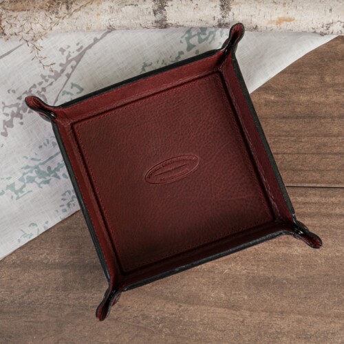 Real red leather tray