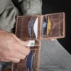 0:00 / 0:45 How Vintage Brown Leather Bifold Wallet with ID Window fits all your important items 