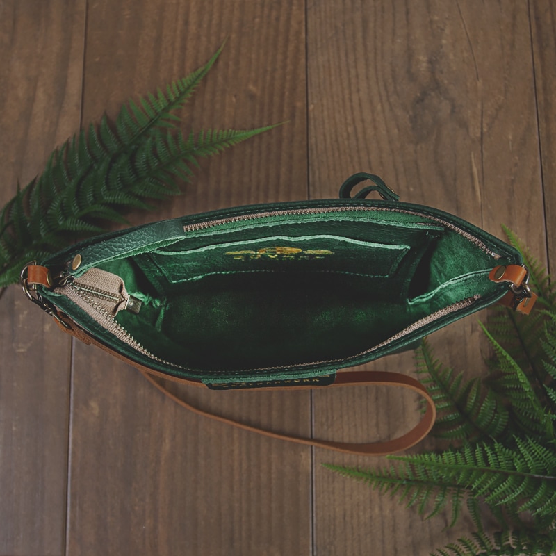 Leather Crossbody Bag Forest Green