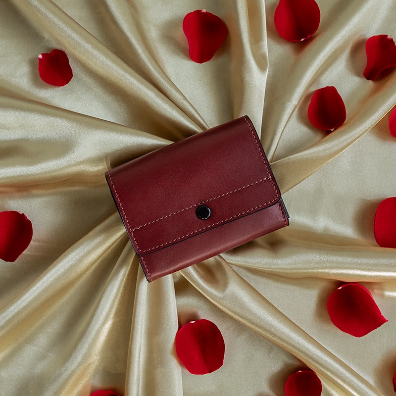 Small red leather women's wallet.