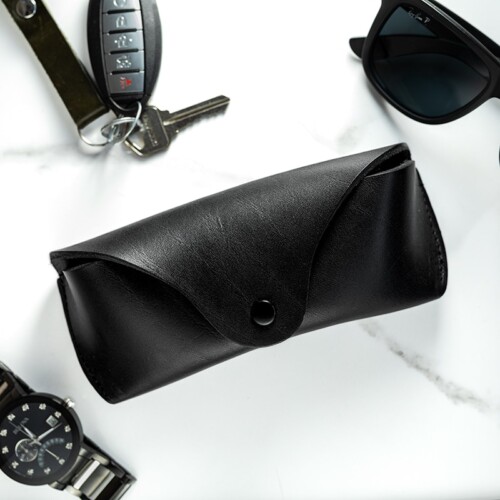 black leather sunglasses case